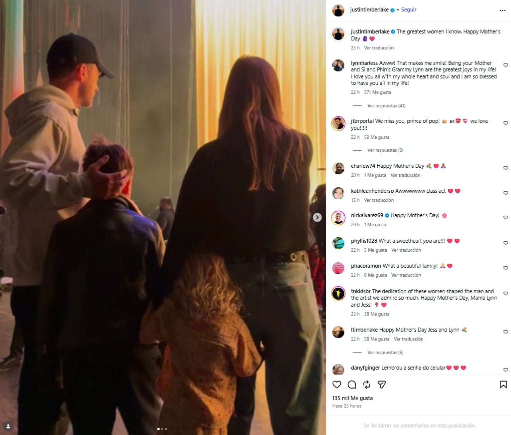 El cantante homenajeó a su esposa Jessica Biel, madre de sus hijos Silas y Phineas (Instagram)
