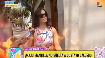Maju Mantilla bajo presión mediática tras polémicas declaraciones sobre su relación con Gustavo Salcedo. Captura: Willax.