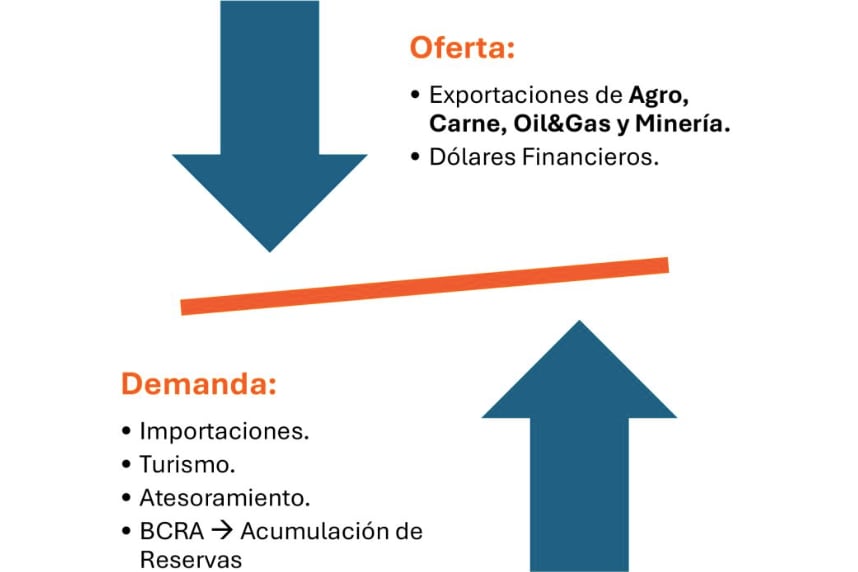 La oferta total de divisas se define fundamentalmente en cuatro sectores Fuente: MegaQM