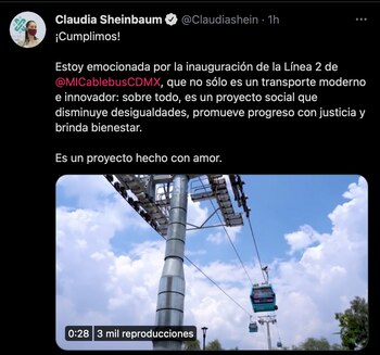 Claudia Sheinbaum Cablebús Línea 2 CDMX