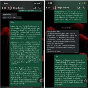 Diego Cancino reconoció que se propasó con la mujer defensora de derechos humanos - crédito suministrado a Infobae Colombia