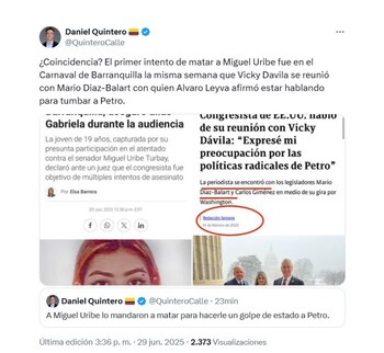 El exalcalde de Medellín compartió