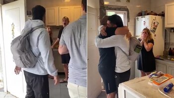 Un joven sorprende a su familia después de 14 meses y su reencuentro se vuelve viral en TikTok.