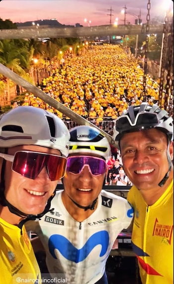 El histórico corredor británico Chris Froome, fue uno de los invitados por Nairo Quintana a Cartagena -crédito chrisfroome/Instagram