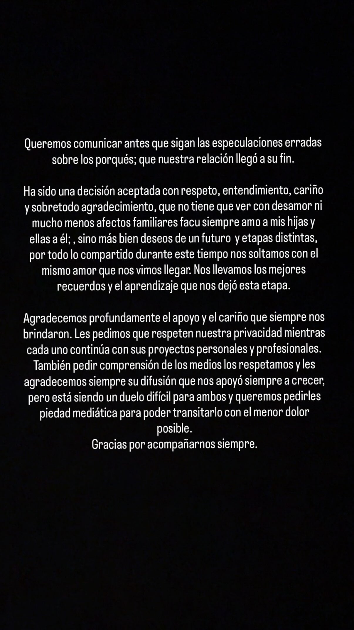 El comunicado que publicó Joaqui para confirmar su separación de Luck Ra