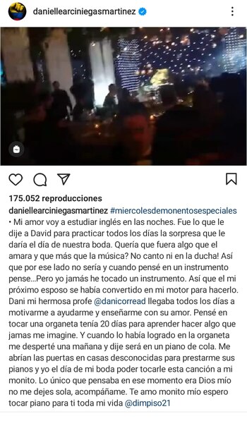 Post en Instagram de Danielle