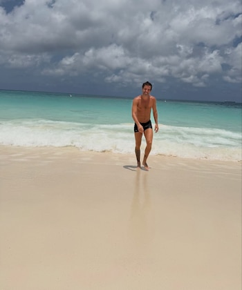 El actor y su esposa eligieron disfrutar de playas caribeñas