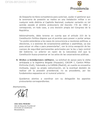 Moreno explicó por qué el acto se debe llevar a cabo en el Capitolio Nacional - crédito Presidencia de la República