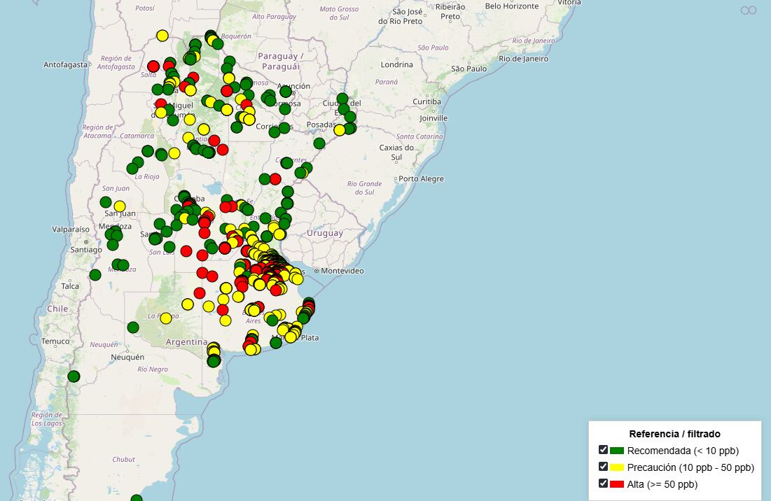El mapa interactivo del arsénico en Argentina elaborado por el ITBA permite a la población identificar zonas de riesgo y enviar muestras para análisis gratuito