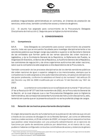 Página de un documento oficial con el logotipo de la Procuraduría General de la Nación de Colombia y varios párrafos de texto mecanografiado