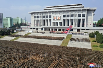Un desfile militar en Pyongyang,