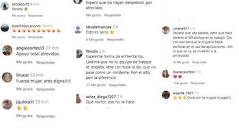 Reacciones en favor de la mujer que olvidó cerrar su sesión de WhatsApp en su lugar de trabajo - crédito captura de pantalla elinformativochiacajicacota/Instagram