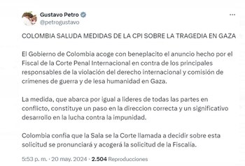El presidente Gustavo Petro mostró su apoyo a las decisiones que se toman por los crímenes en Gaza - crédito @petroguatvo/X