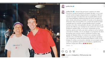Nelson Polanía, Polilla, destacó la importancia de la gratitud y reconoció el papel de Lizarazo en la formación de varias generaciones de artistas -crédito @polillafeliz / Instagram
