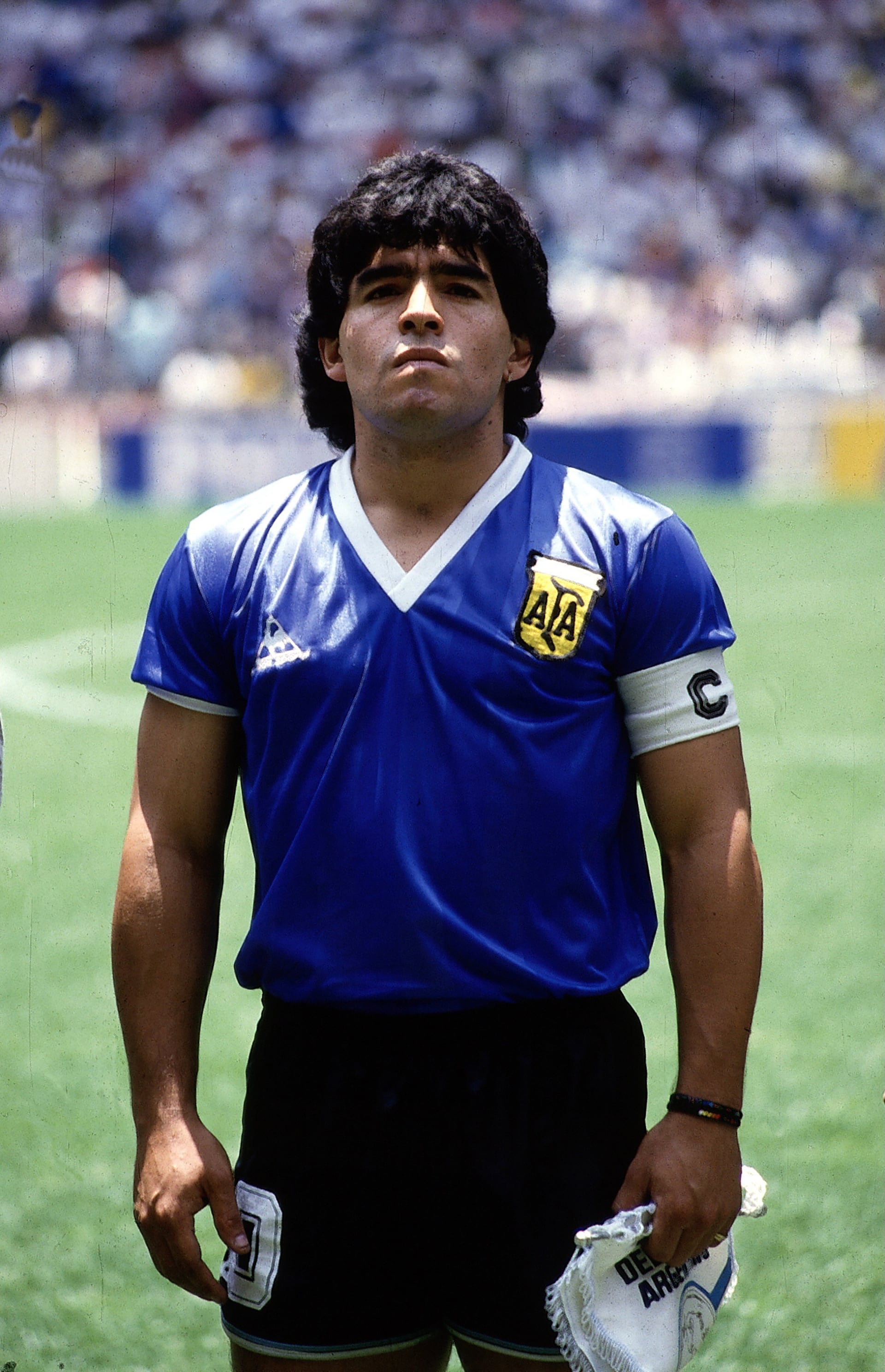 (GERMANY OUT) 1986 FIFA World Cup in Mexico Armando Diego Maradona *30.10.1960 Football player, Argentina, member of the national team - Maradona as captain of the Argentine team before the quarter-final against England - (Photo by Schlage/ullstein bild via Getty Images)