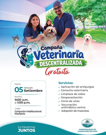 La campaña incluirá consulta veterinaria, desparasitación, aplicación de antipulgas y limpieza de oídos - Créditos: Magdalena del Mar.