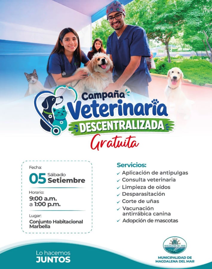 La campaña incluirá consulta veterinaria, desparasitación, aplicación de antipulgas y limpieza de oídos - Créditos: Magdalena del Mar.