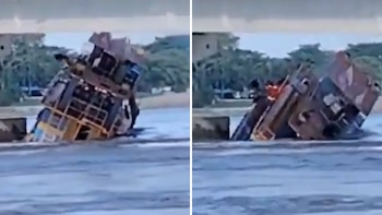 Remolcador chocó contra un puente