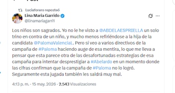 La representante Lina María Garrido respaldó a Abelardo de la Espriella tras ser señalado de tener bodegas que atacan a Paloma Valencia - crédito @linamariagarri1/X