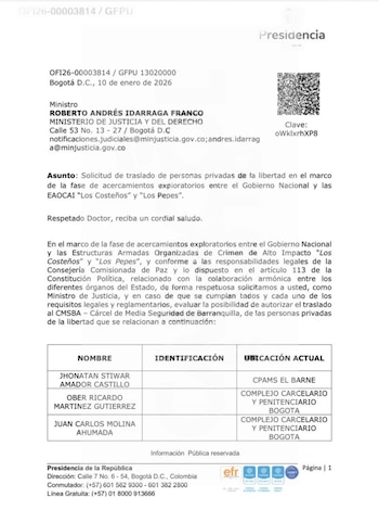 El consejero Otty Patiño solicitó