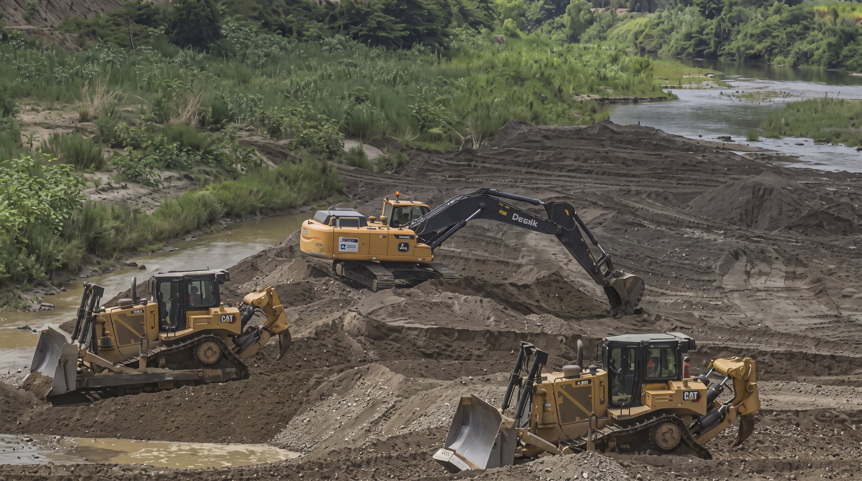 Maquinaria pesada de la Autoridad Nacional del Agua ejecuta trabajos de limpieza y descolmatación en un cauce fluvial de Perú como parte de las medidas preventivas ante el fenómeno El Niño 2026-2027. (Agencia Andina)