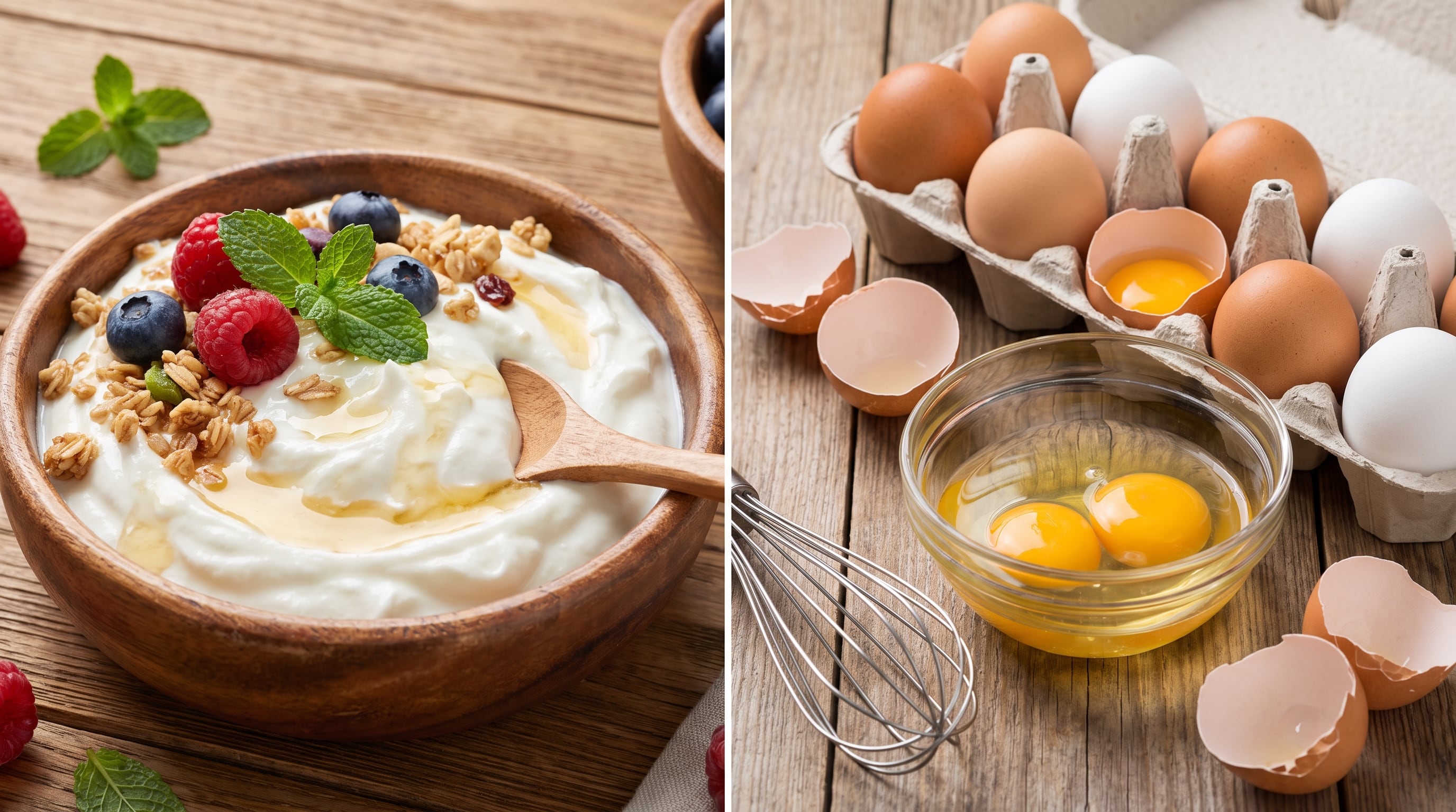 El yogur griego aporta 15 gramos de proteína por porción y supera al huevo, que ofrece 6,2 gramos en un desayuno (Imagen Ilustrativa Infobae)