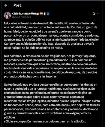 Cielo Rusinque defendió a Armando