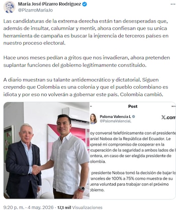 María José Pizarro acusó a la extrema derecha de buscar injerencia extranjera en elecciones - crédito @PizarroMariaJo/X