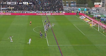 El trazado de líneas del VAR en el que se determinó la posición adelantada de Sabatini en el gol de Gimnasia de Mendoza ante Boca (captura video)