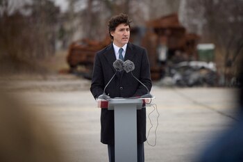 El primer ministro canadiense Justin Trudeau (Ukrainian Presidential Press Service/Handout via REUTERS)