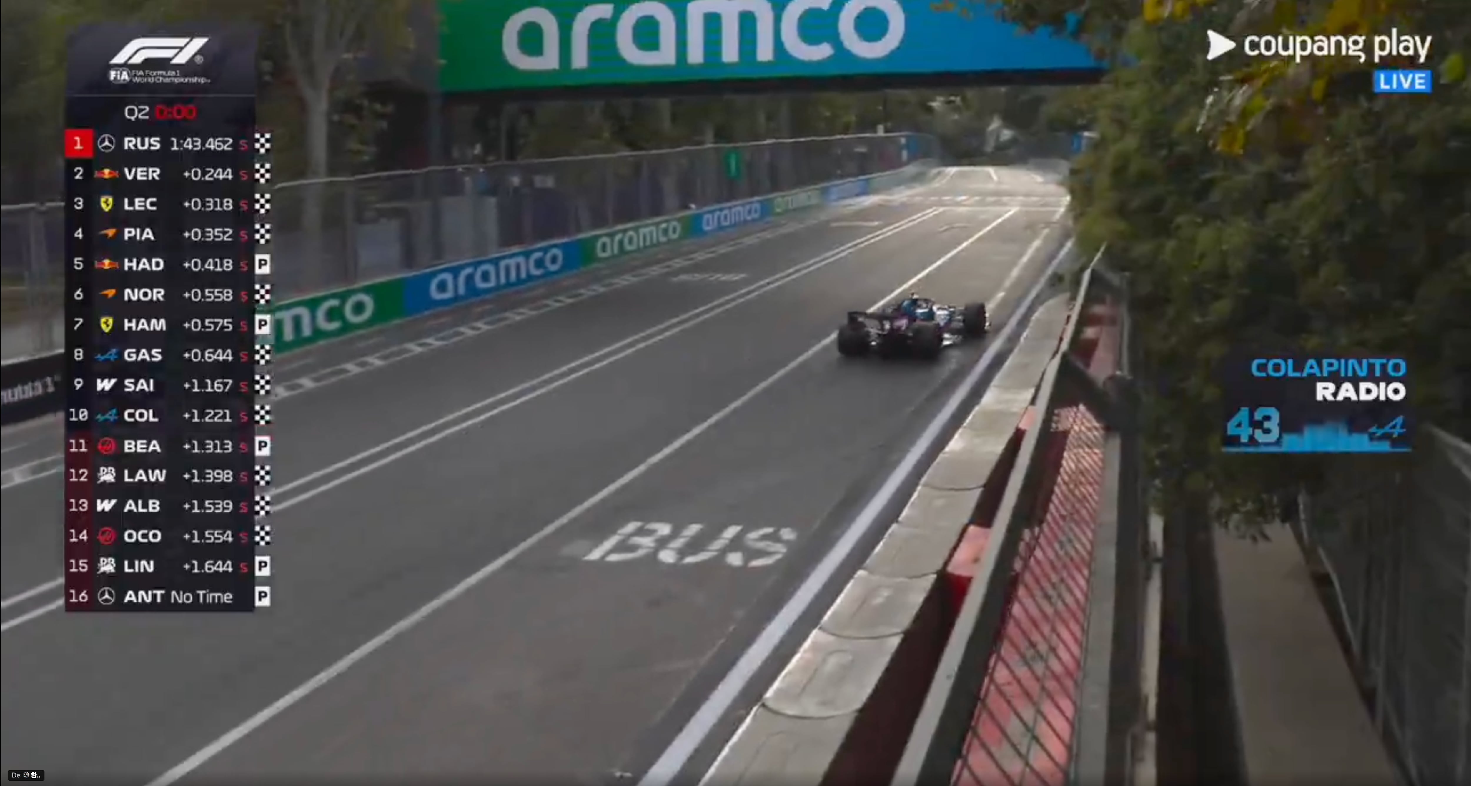 Colapinto explica fallas de frenos en la qualy y celebra su pase a Q3 en Bakú