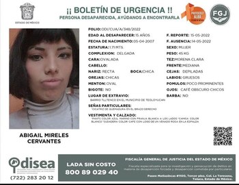 Abigail Míreles Cervantes desapareció el