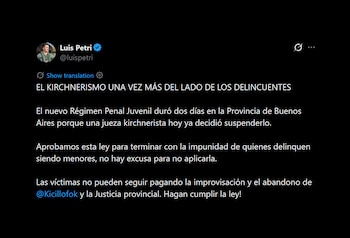 Primeras reacciones del Gobierno tras la medida que suspendió la aplicación del nuevo Régimen Penal Juvenil en PBA