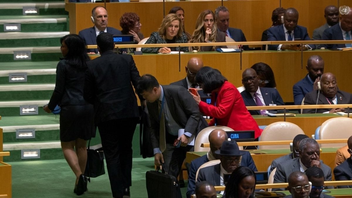 La delegación del Régimen cubano abandonó la Asamblea General de la ONU durante el discurso de Donald Trump sobre Cuba. (Foto: Periódico Cubano)