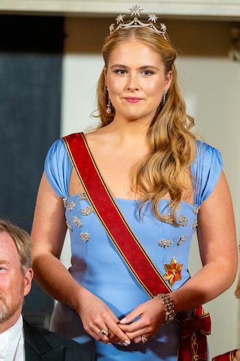 La princesa Amalia en el banquete de Estado celebrado en el Palacio Real de Ámsterdam, durante el primer día de la visita de Estado de tres días del presidente alemán a los Países Bajos. (Foto: DPPA/Sipa USA)