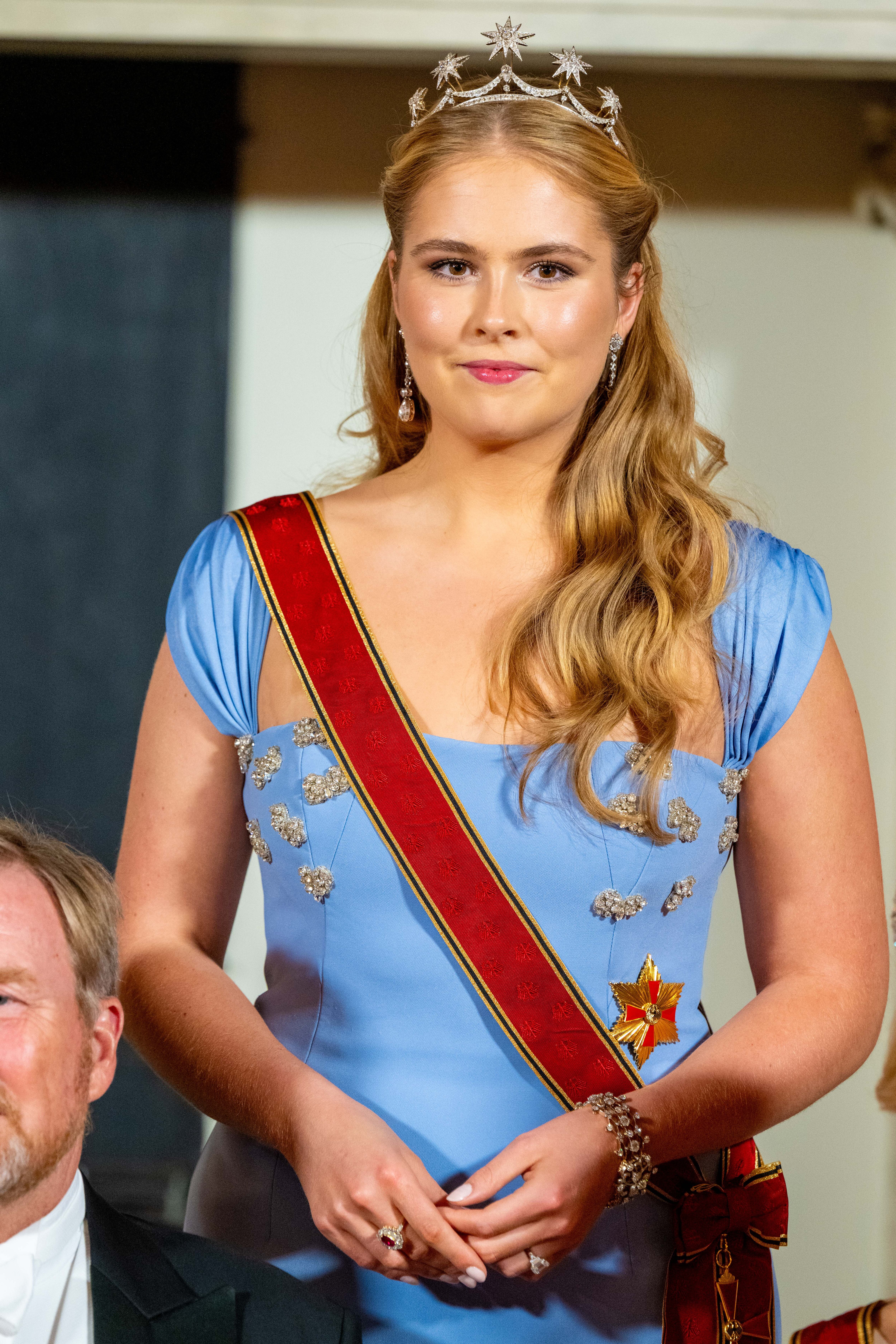 La princesa Amalia en el banquete de Estado celebrado en el Palacio Real de Ámsterdam, durante el primer día de la visita de Estado de tres días del presidente alemán a los Países Bajos. (Foto: DPPA/Sipa USA)