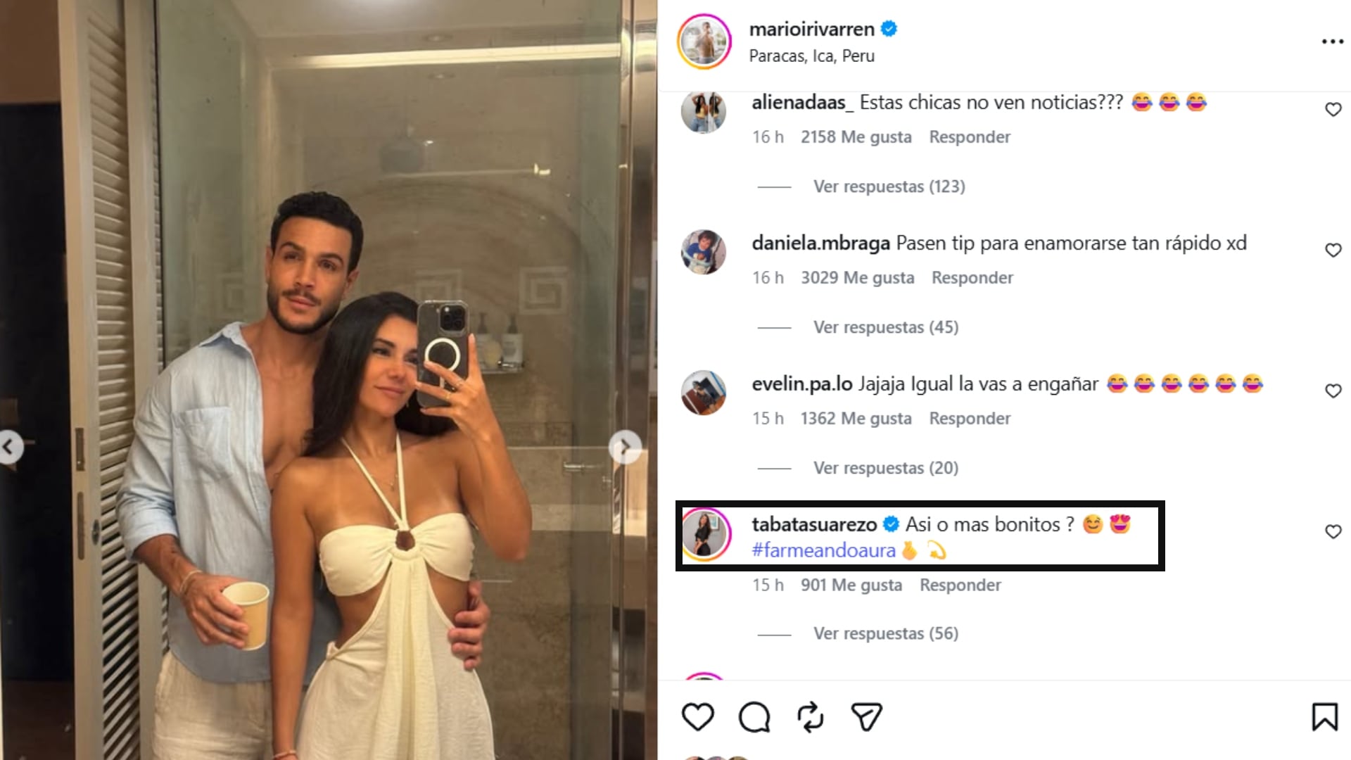 La influencer comentó “¿Así o más bonitos?” en la publicación que realizó el exchico reality.