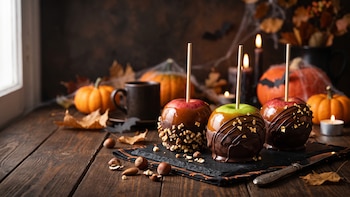 Manzanas acarameladas con chocolate negro: el dulce clásico de octubre
