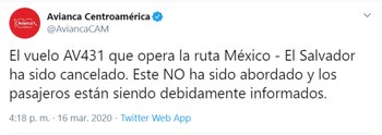 (Foto: Twitter @AviancaCAM)