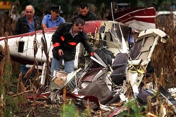 Los restos del helicóptero que