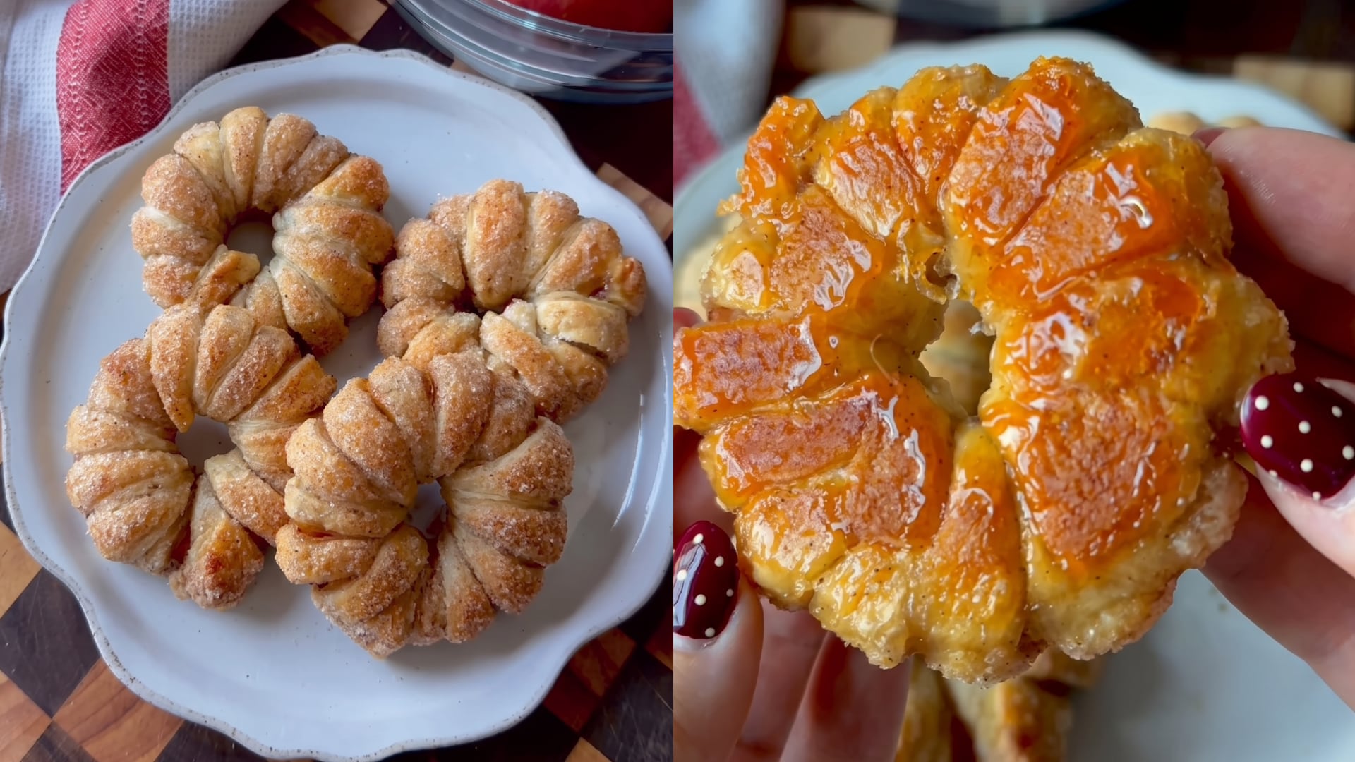 El postre de aros de hojaldre de manzana representa a la perfección la entrada del otoño para los amantes de la canela. (Instagram/@meganngentry)
