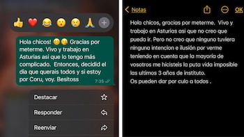 A la izquierda el mensaje