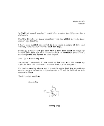 Johnny Depp comunicado