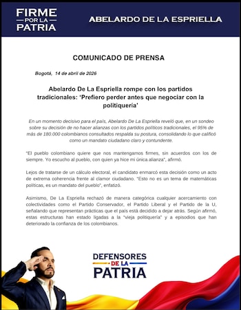 Abelardo de la Espriella sobre posibles alianzas con partidos políticos - crédito Abelardo de la Espriella