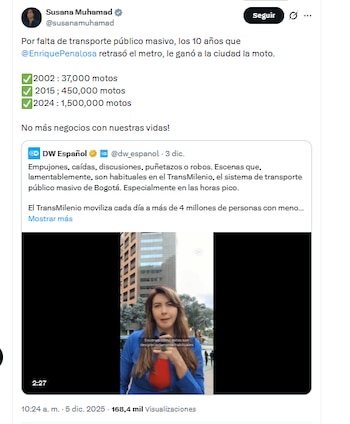 La exministra Susana Muhamad culpó