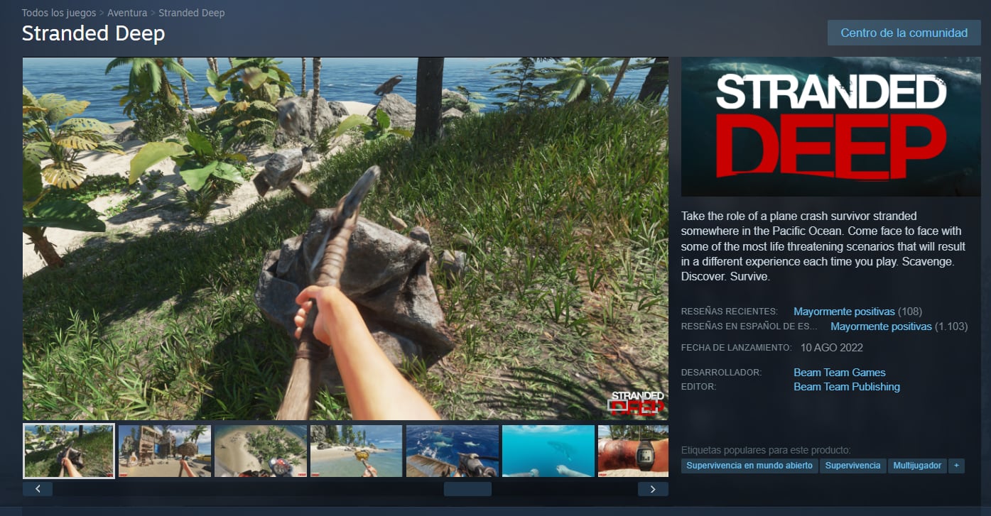 En Stranded Deep, el jugador debe sobrevivir en el océano Pacífico después de un accidente de avión. (Steam)