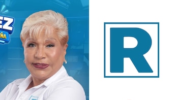 Retrato de Isabel María Rodríguez Vera junto al logotipo con la letra R del partido Renovación Popular