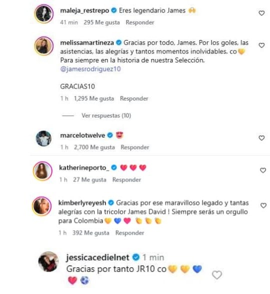 La despedida de James Rodríguez generó mensajes de periodistas, actores, modelos y presentadores en redes sociales - crédito @jamesrodriguez10/Instagram