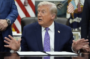 El presidente Donald Trump habla