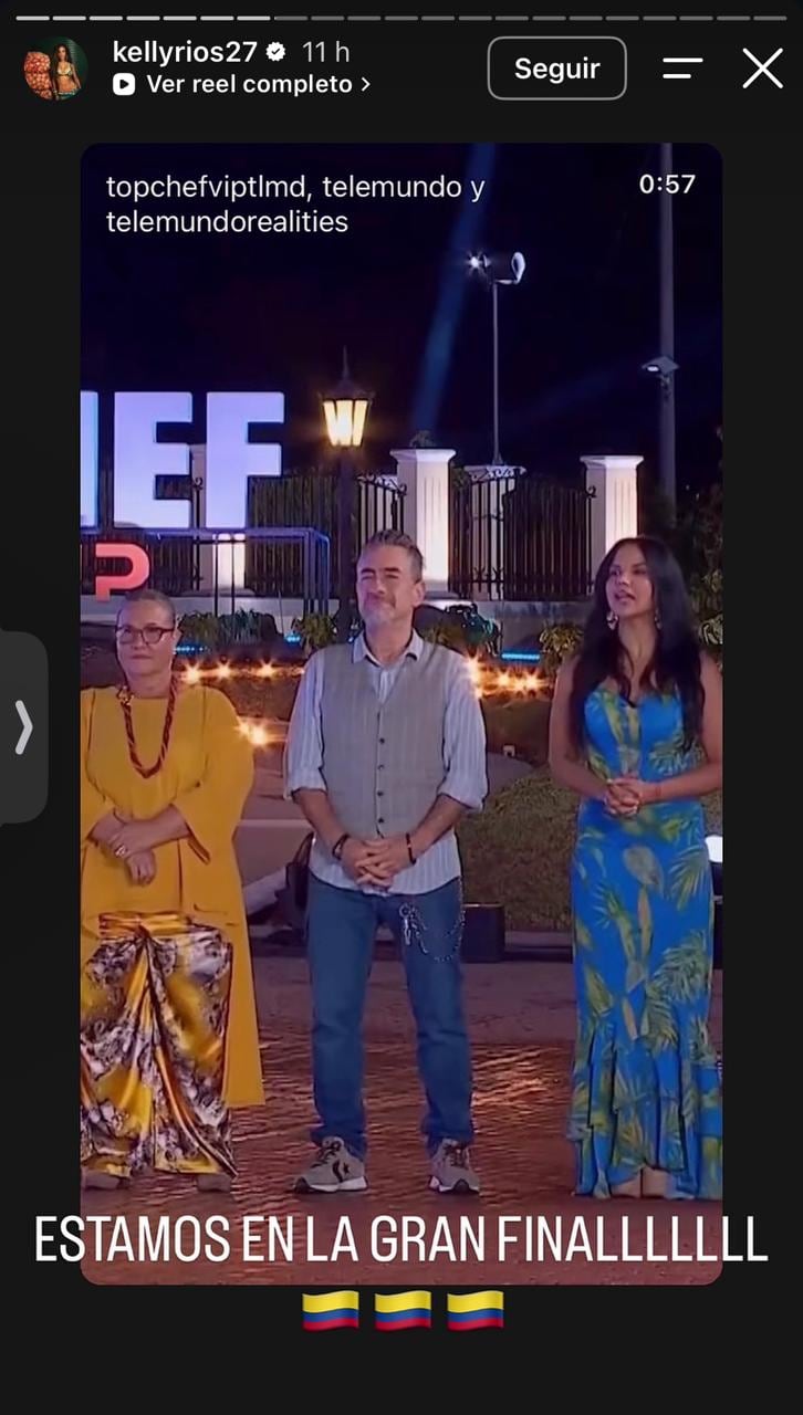 Los chefs fueron los encargados de confirmarle que era la cuarta finalista de la competencia - crédito @kellyrios27/IG
